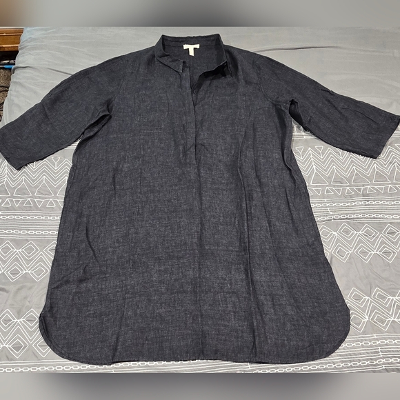Eileen Fisher Dresses & Skirts - Eileen Fisher 100% Organic Linen Henley Shirt Dress Size XL